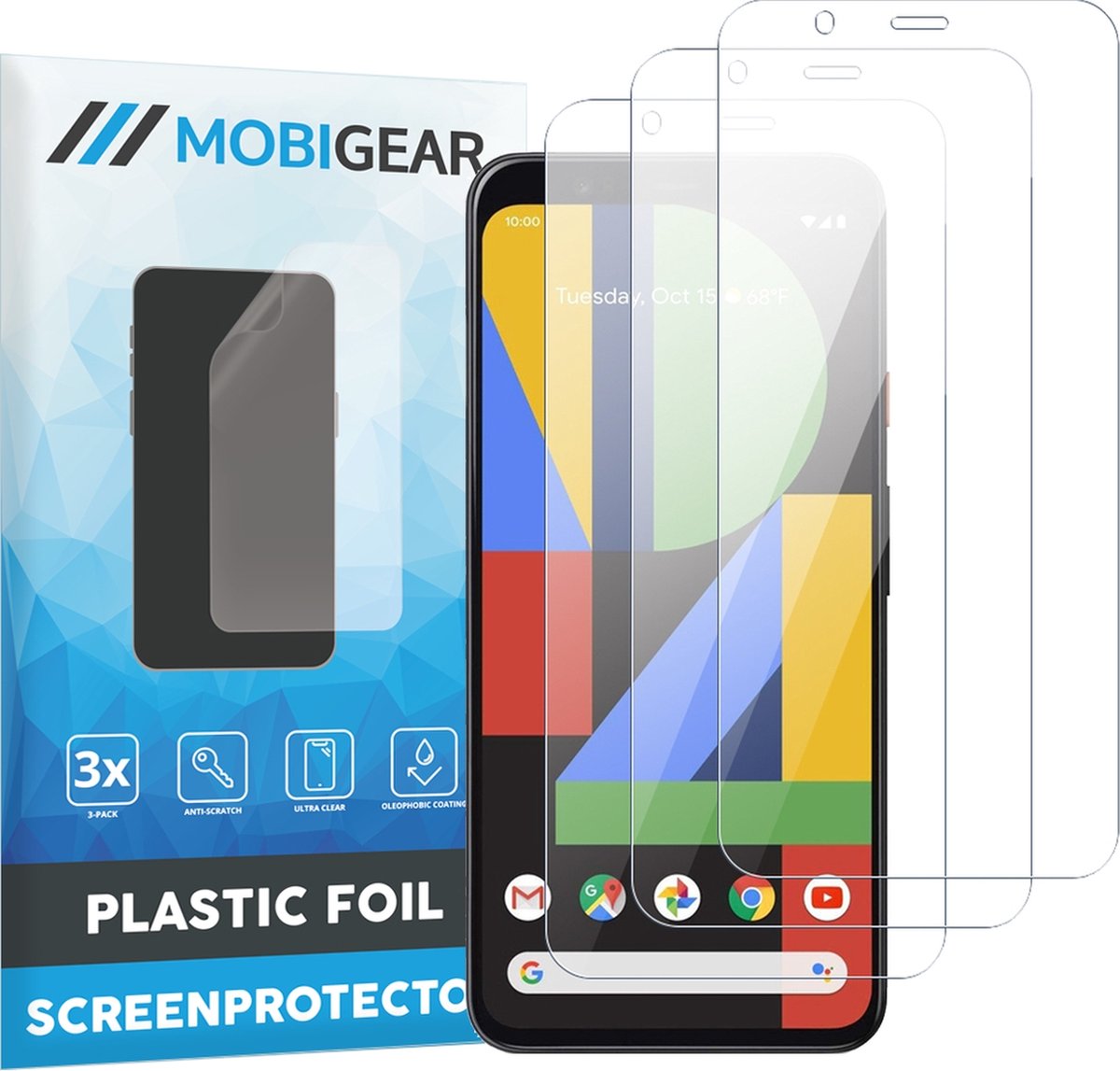 Mobigear Screenprotector geschikt voor Google Pixel 4 | Mobigear Screenprotector Folie - Case Friendly (3-Pack)