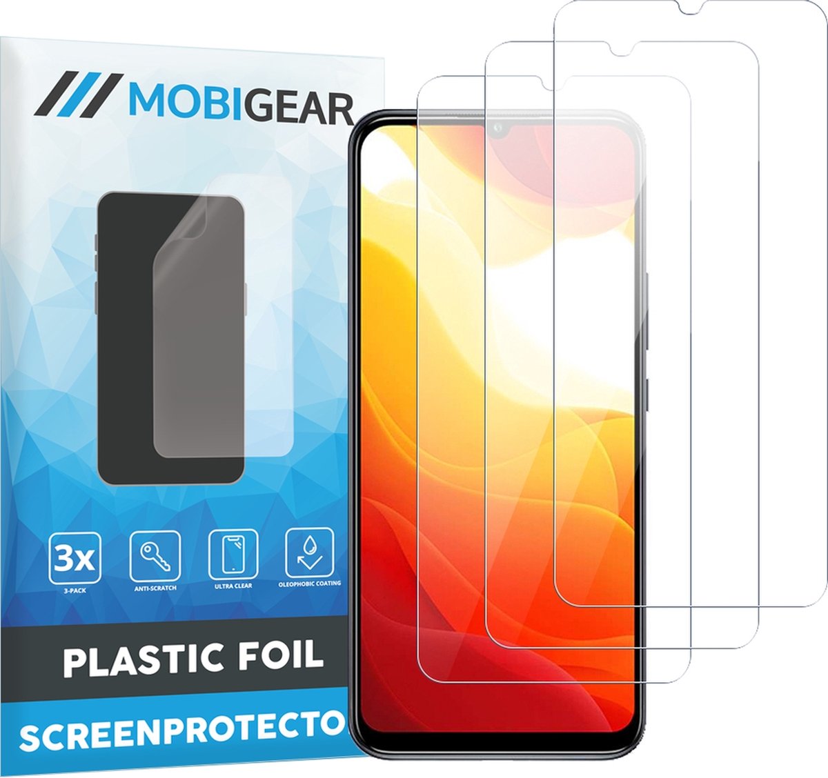 Mobigear Screenprotector geschikt voor Xiaomi Mi 10 Lite | Mobigear Screenprotector Folie - Case Friendly (3-Pack)