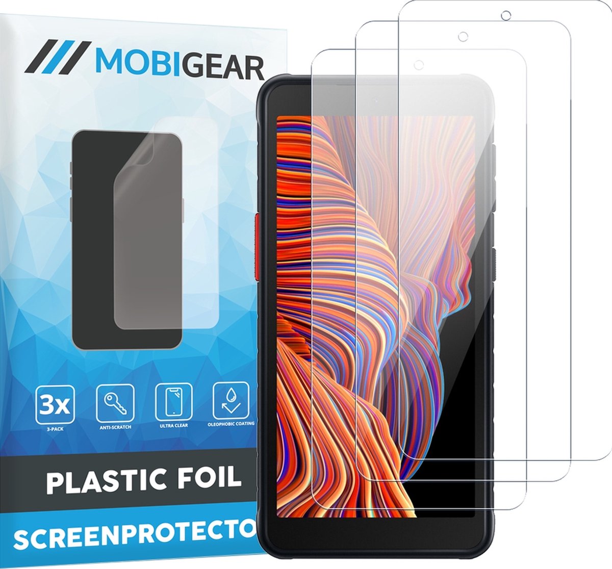 Mobigear Screenprotector geschikt voor Samsung Galaxy Xcover 5 | Mobigear Screenprotector Folie - Case Friendly (3-Pack)