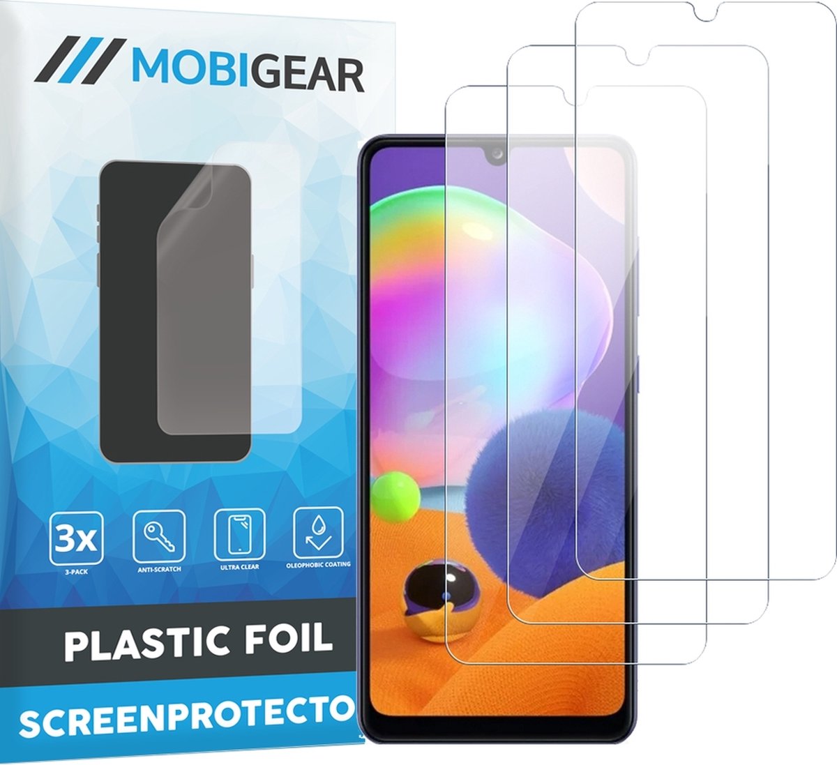 Mobigear Screenprotector geschikt voor Samsung Galaxy A31 | Mobigear Screenprotector Folie - Case Friendly (3-Pack)