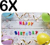BWK Stevige Placemat - Happy Birthday met Slingers en Balonnen - Set van 6 Placemats - 45x30 cm - 1 mm dik Polystyreen - Afneembaar