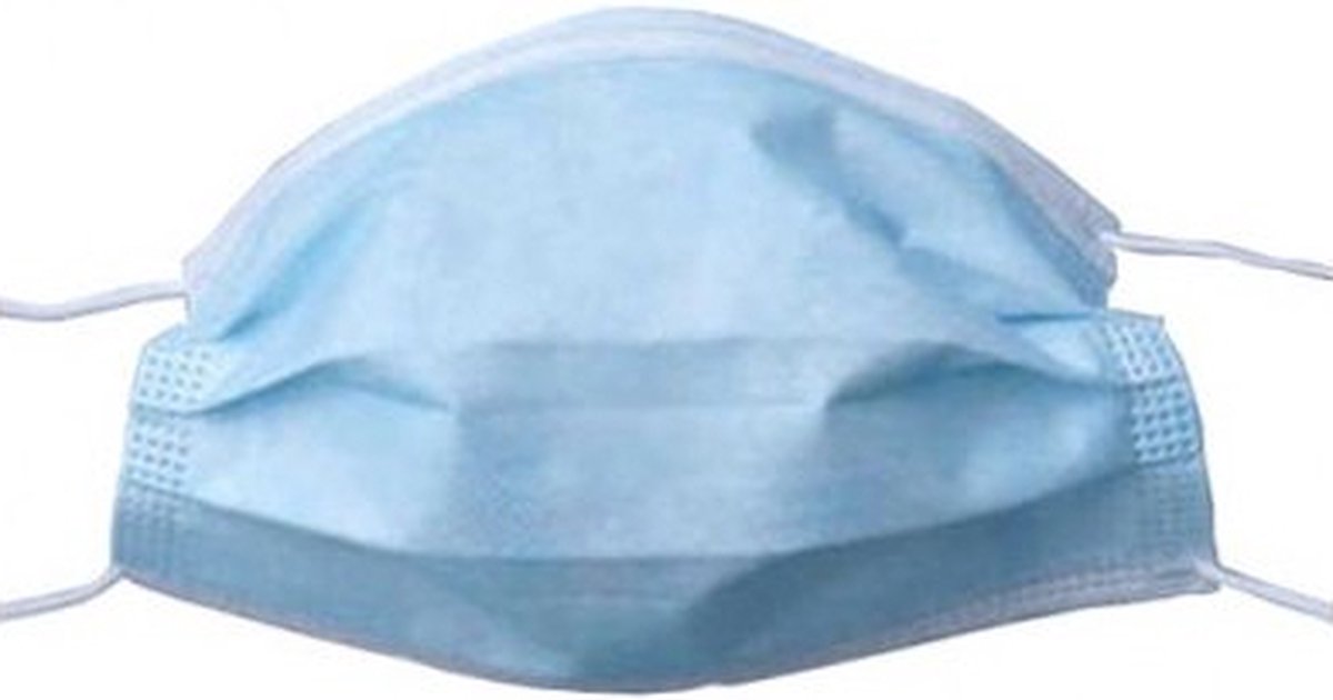 Wegwerp mondkapjes - 3 laags - latexvrij met elastiek en neusclip - dispenserdoos 50 stuks - NIET MEDISCH - Mondkap