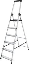 BRASQ Huishoudtrap SL600 Zilver - keukentrap inklapbaar 6-treden aluminium voor Particulier en professioneel gebruik - Trap Ladder - Anti slip