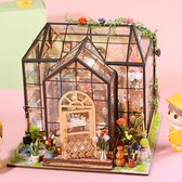 Kit de maison de poupée miniature DIY Kit de maison de poupée miniature Kit de maison miniature Échelle 1:24 Jouets de puzzle pour Home de poupée Divertissement de fête à domicile de plus de 14 ans Serre miniature DIY