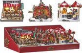Luville Collectables Christmas market 3 assorted battery operated display - l11,5xw7,5xh10,5cm