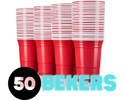 Beerpong Bekers - 50 stuks - American Cups - Herbruikbare bekers - Bierpong - Pingpong ballen - Actiespel - 50 Redcups - Drankspel - Drinkbekers - Drinkspel