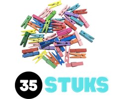 Mini Wasknijpers Set - 35 stuks - Houten Knijpers - Kleine Wasknijpertjes - Ophangen kaartjes/foto´s - Decoratie - Accesoire