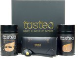 tastea Caramel Cravings Box - Rooibos & zwarte thee met kaneel en karamel - Sticky Stroopwafel, Naughty Caramel, tastea scoop & tastea Teabags - Losse Thee - Box vol heerlijke zoetigheid