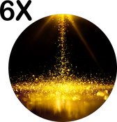 BWK Luxe Ronde Placemat - Gouden Glitter Regen - Set van 6 Placemats - 40x40 cm - 2 mm dik Vinyl - Anti Slip - Afneembaar