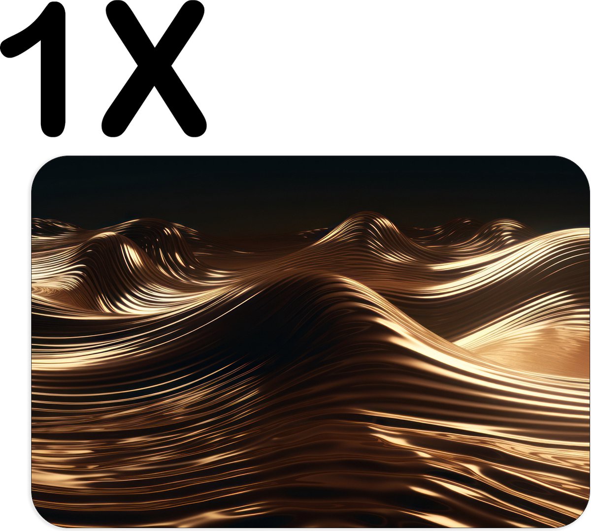 BWK Flexibele Placemat - Gouden Golven - Set van 1 Placemats - 45x30 cm - PVC Doek - Afneembaar