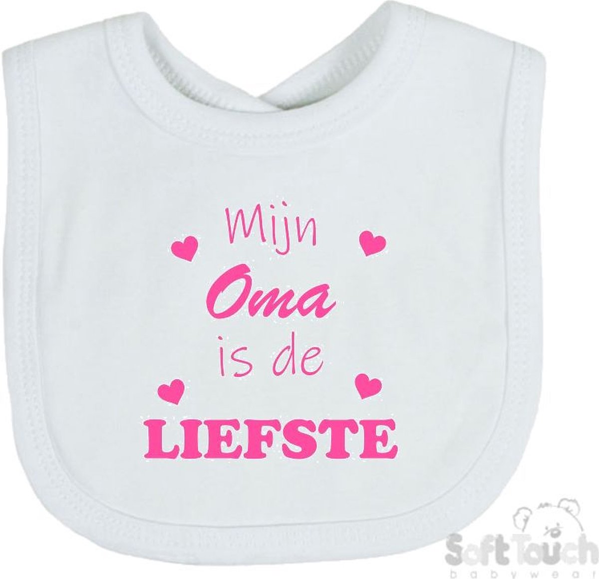 Goedkoopste Soft Touch Slabber Slabbetje Slab Mijn Oma is de liefste Unisex Katoen Wit/roze Maat 33x22 Cm