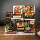 Kit de maison de poupée miniature pour construire une Kit de poupée avec Meubilair et Musique, Kit de maison DIY avec Outils pour créer votre eigen modèle de maison Craft (magasin de thé)