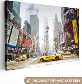 Canvas Schilderij New York - Taxi - Architectuur - 60x40 cm - Wanddecoratie