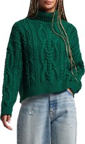 Superdry Pull Femme Vintage Neck Cable Knit Pine Green - Taille L
