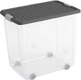 Curver W-box Opbergbox XL - 45L - 2 stuks - Wielen - Transparant / Grijs