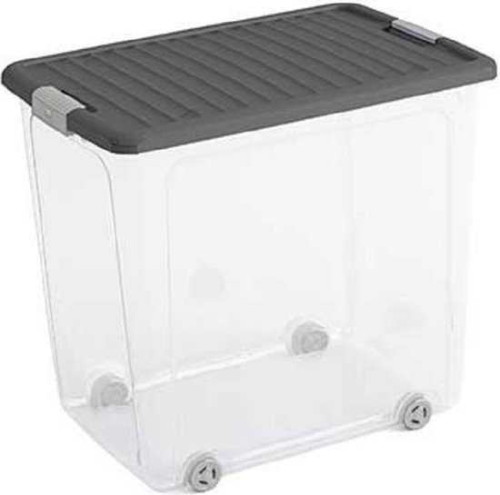 Curver W-box Opbergbox XL - 45L - 2 stuks - Wielen - Transparant / Grijs |  bol.com