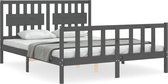 vidaXL - Bedframe - met - hoofdbord - massief - hout - grijs