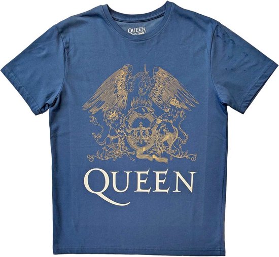 Queen - Crest Heren Tshirt - Blauw