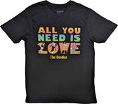 The Beatles - Yellow Submarine All You Need Is Love Stacked Heren T-shirt - 2XL - Zwart