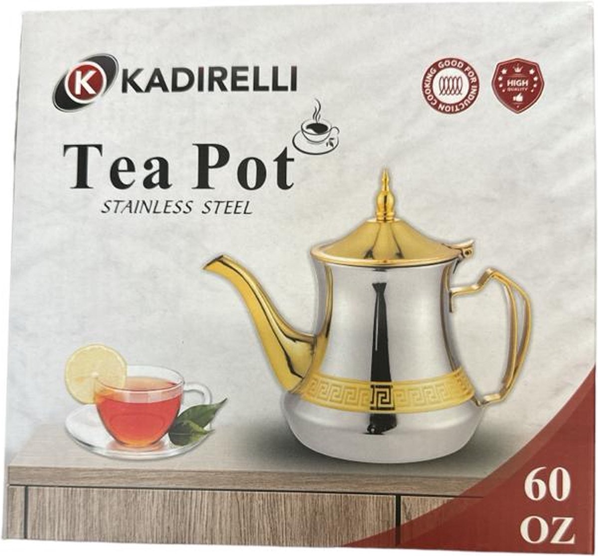 Kadirelli Marokkaanse Theepot - Goud - Theeketel - inductie - 1.8 Liter