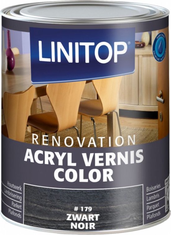 Linitop Acryl Vernis Color 250 ml Kleur 179 Zwart