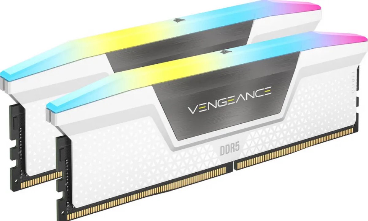 Corsair Vengeance RGB - Geheugen - DDR5 - 32 GB: 2 x 16 GB - 288-PIN - 5600 MHz / PC5-44800 - CL40 - 1.25V - Intel XMP 3.0 - On-die ECC - ARGB iCUE - wit