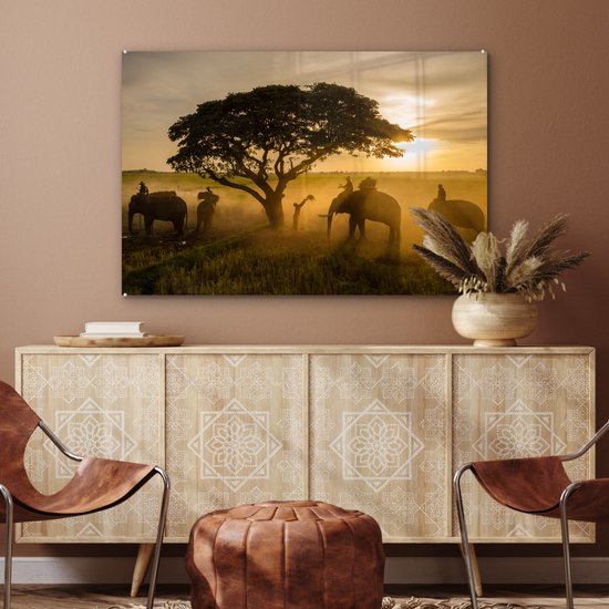 MuchoWow® Peinture sur verre 120x80 cm - Peinture sur verre acrylique - Changwat Surin, Thaïlande - Photo sur verre - Peintures