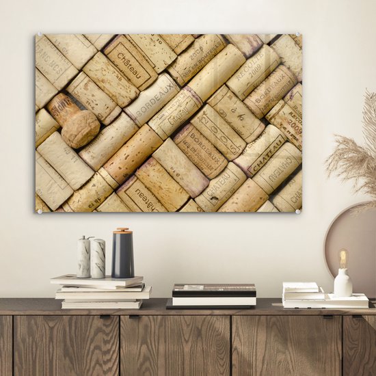 MuchoWow® Peinture sur Verre - Bouchons soigneusement posés - 60x40 cm - Peintures sur Verre Acrylique - Photo sur Glas