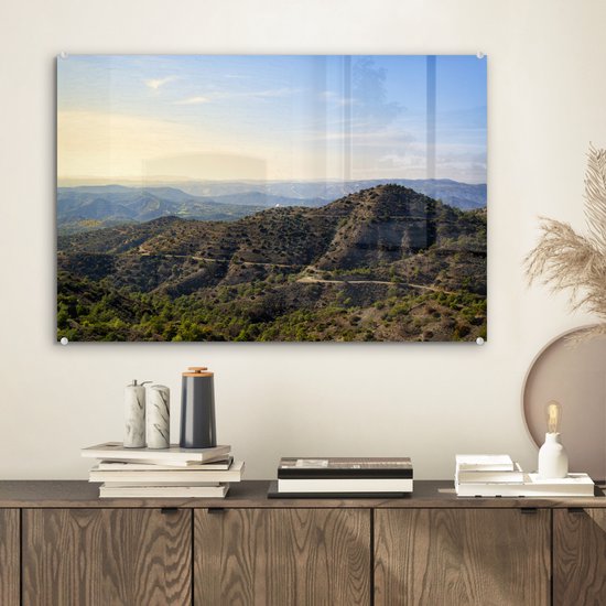 Peinture sur verre - Les montagnes de Trodos à Chypre lors d'une journée ensoleillée - 60x40 cm - Peintures sur Verre Peintures - Photo sur Glas