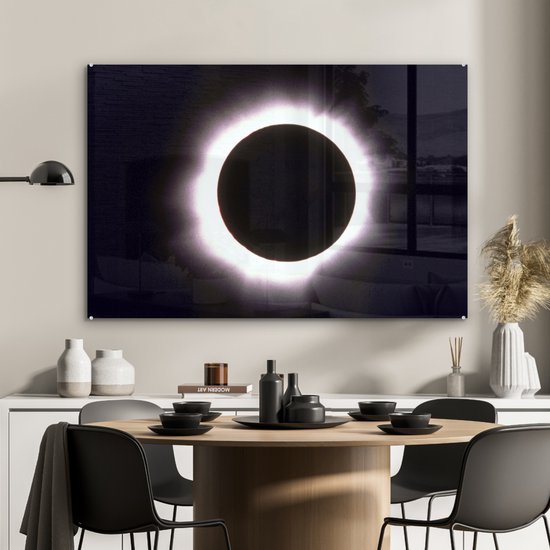 MuchoWow® Peinture sur verre 90x60 cm - Peinture acrylique sur verre - Éclipse solaire totale - Photo sur verre - Peintures