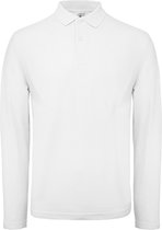 Men's Long Sleeve Polo 'ID.001' Wit B&C Collectie maat 3XL