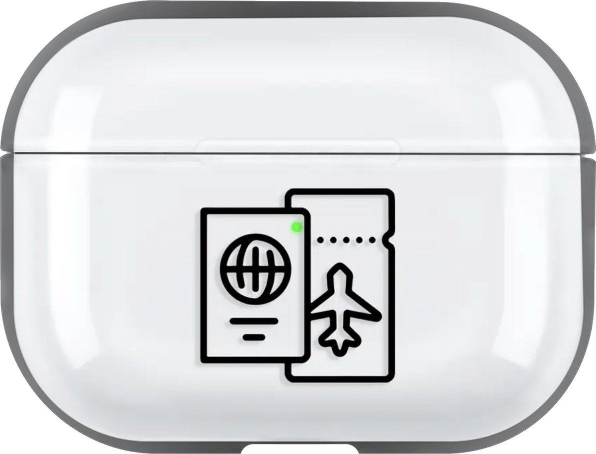 Hidzo - Case voor Apple's AirPods Pro - Hard Case - Paspoort Vliegtuig - Transparant - AirPods case