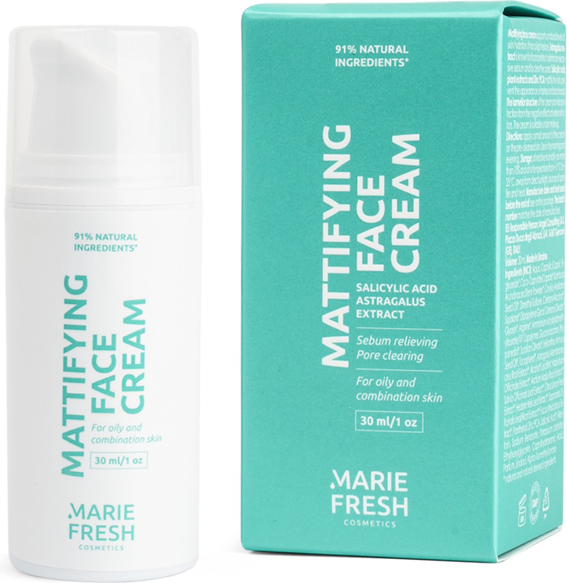 Goedkoopste Marie Fresh Cosmetics Mattifying face cream - Matterende gezichtscreme - Gecombineerde & Vette Huid - Dagcreme Nachtcreme - Gezichtscrème met Chinese ginseng - Vitamine E & C - 30 ml