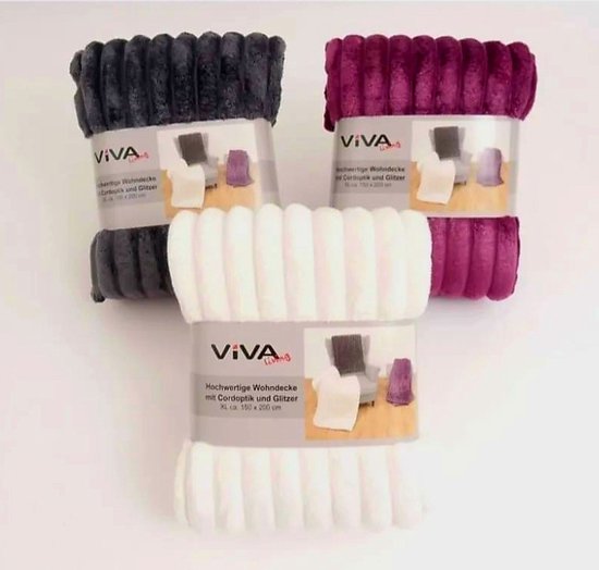 Viva Living Cord look deken met Glitter 150x200 cm