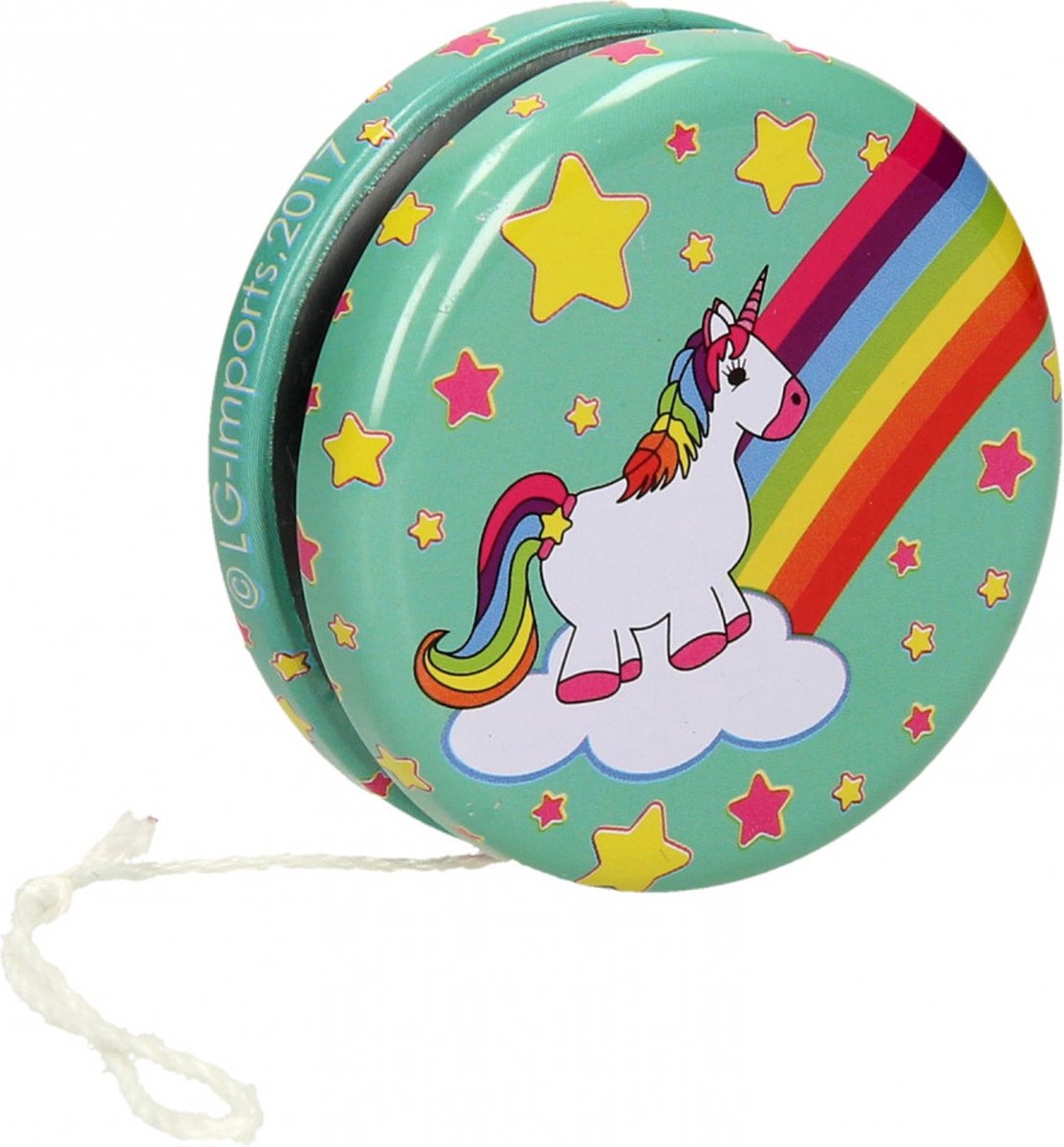 Metalen yoyo jojo eenhoorn turquoise - 5 cm - funcadeau schoencadeautje - kerst cadeau tip