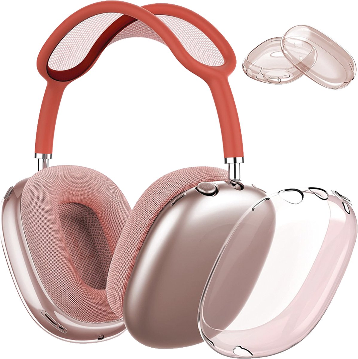 MY PROTECT - Siliconen Transparant Cover Case geschikt voor Airpods Max - Transparant/Roze