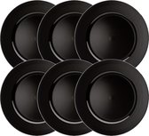 Set van 8x stuks diner onderborden zwart rond kunststof 33 cm - Onderborden voor dinerborden