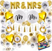 Fissaly 83 Stuks Mr & Mrs Just Married Bruiloft Decoratie Versiering Set – Huwelijk & Trouwen – Trouwfeest & Trouwdag