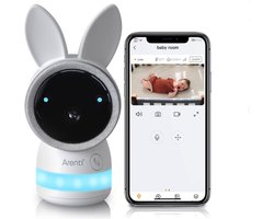 Arenti AINanny - Wifi Babyfoon Camera - Baby Monitor - 2-Weg Audio - Ultra HD 3MP 2K Resolutie - Slaapliedjes - Temperatuur- En Vochtigheidssensor - SOS Knop - Alexa & Google - Onzichtbare Infrarood Leds