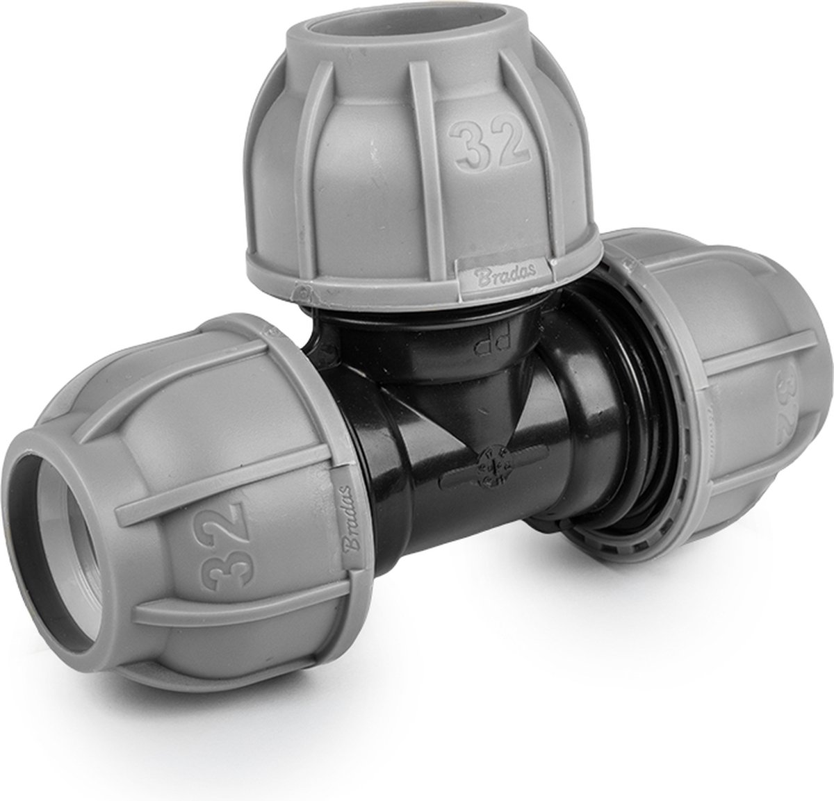 Bradas PN10 T-stuk – 20 mm – Voor PE-leidingen – Tyleenslang – Verdeelstuk – Drukbestendig – Irrigatie