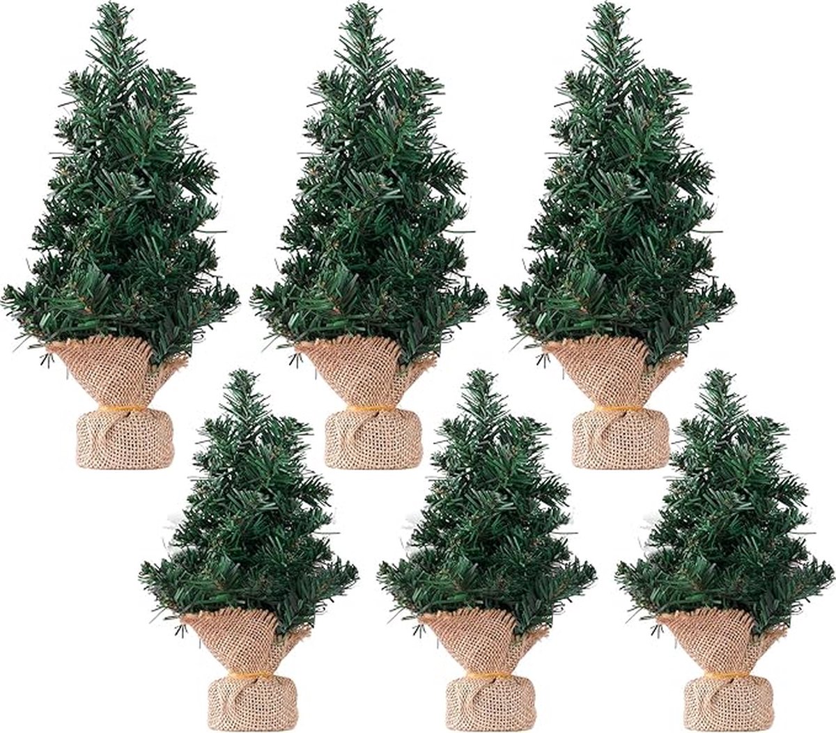 Kerstboom Mini 6st, 20/30cm Kunstmatige Nep Kerstboom met Voet Decoratief Miniatuurornament voor Wintermantel Dorp Huis Keuken Eettafel Vakantie