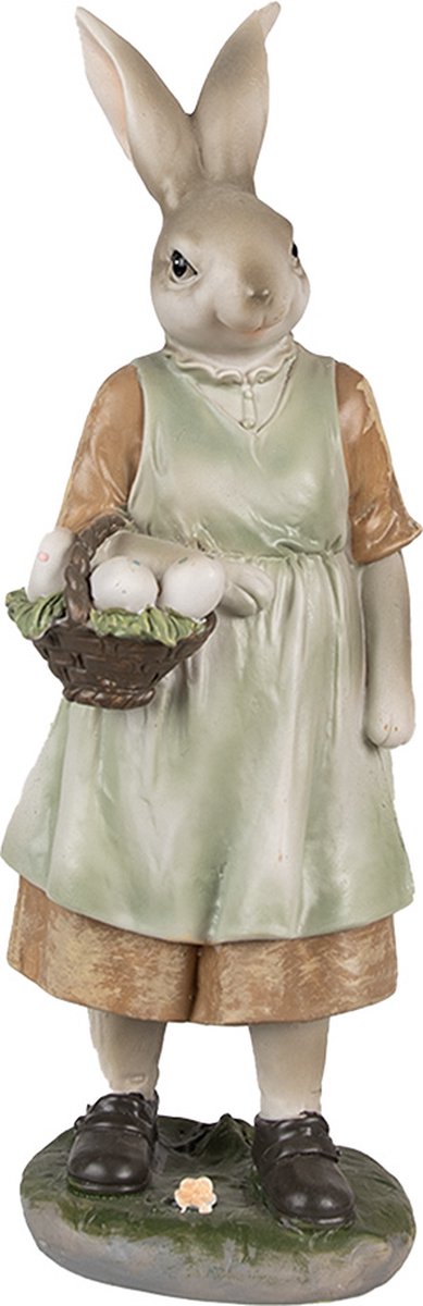 Clayre & Eef Beeld Konijn 25 cm Bruin Groen Polyresin