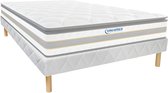 Ysmée Set bedbodem + matras met pocketveren en geïntegreerd dekmatras CANTERBURY van YSMEE - 140 x 190 cm L 190 cm x H 30 cm x D 140 cm