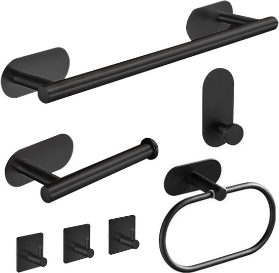 7piece black bathroom accessory set bol