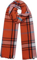 Oranje Geruite Wintersjaal - Fashion Winter sjaals - Multi print - Oranje
