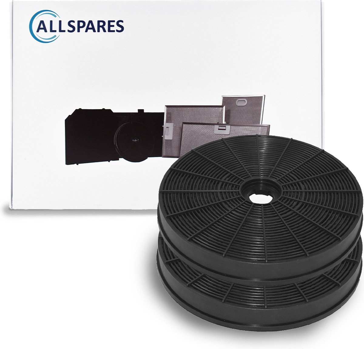 AllSpares Koolstoffilter (2x) voor afzuigkappen geschikt voor o.a. AEG-Electrolux Zanussi en Faber EFF54 / MCFE42 (Ø232mm)