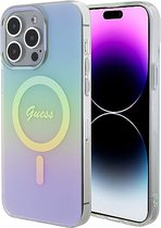 Guess Iridescent Back Case (MagSafe Compatible) - Geschikt voor Apple iPhone 15 Pro Max (6.7") - Turquoise