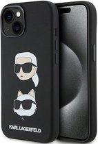 Karl Lagerfeld KLHCP15SSDHKCNK Hulle fur iPhone 15 6.1" Schwarz Silicone Karl&Choupette Head