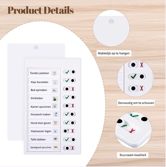 thumbnail: Memo-Board To Do Lijst Met 10 Verwisselbare Vellen - Kinderroutine Planner En Checklist 20x12 Cm