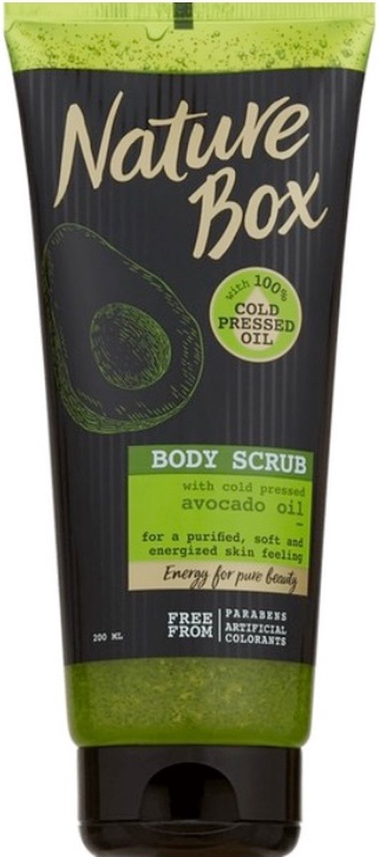 Nature Box Avocado olie Bodyscrub 200 ml - Lichaamsscrub met Koudgeperste Avocado olie - Body Scrub - Vrij van parabenen